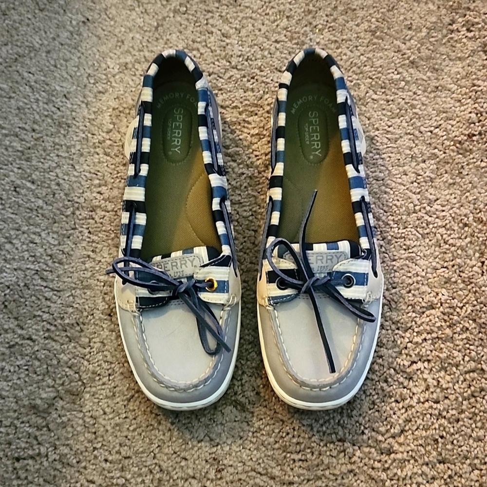 SPERRY TOP-SIDER Boat Shoes, Loafers, Blue and Grey, Size 7.5, EUC